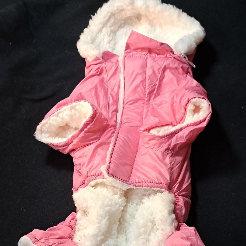 Pink Dog Jacket with White Fleece Lining